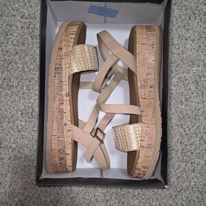 Tan and cream sandals